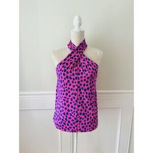 Scoop Pink & Blue Halter Neck Tank Top XS 0-2